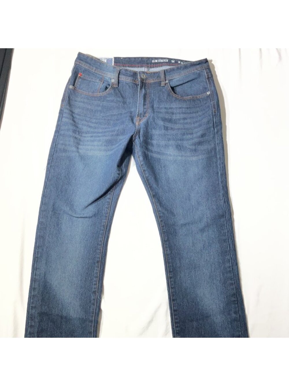 MBX Mens Slim Stretch Denim Jeans W34 L32 Medium Wash Classic Fit